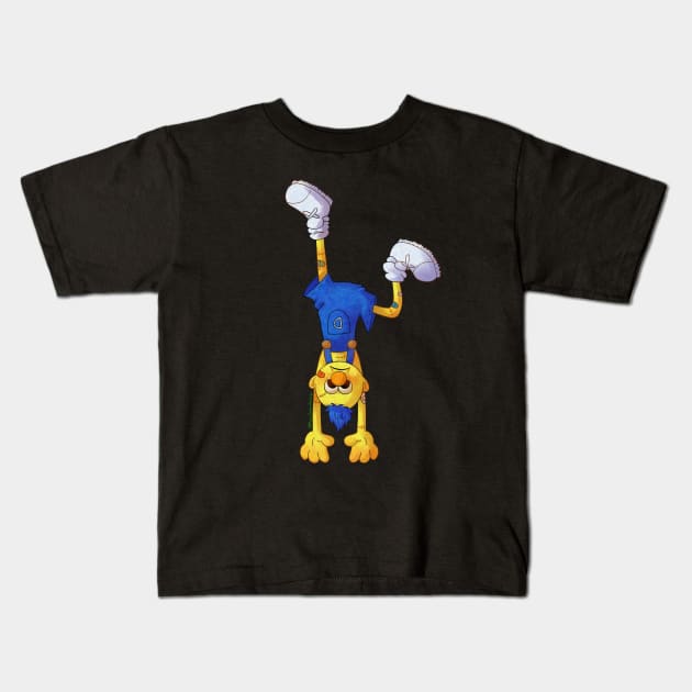 Yellow Guy Hanging Upside Down Kids T-Shirt by Maru-Chan-Shop